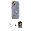 MARSİLYAN™- iPhone 14 Kılıf Nova Işık Prime - Siyah Buffer Hayalet Cam Ekran Koruyucu + Diamond Kamera Lens - YL