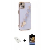 MARSİLYAN™- iPhone 14 Kılıf Nova Işık Prime - Siyah Buffer Hayalet Cam Ekran Koruyucu + Diamond Kamera Lens - YL