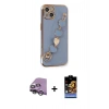 MARSİLYAN™- iPhone 14 Kılıf Nova Işık Prime - Siyah Buffer Hayalet Cam Ekran Koruyucu + Gümüş Raze Metal Kamera Lens