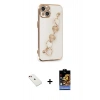 MARSİLYAN™- iPhone 14 Kılıf Nova Işık Prime - Siyah Buffer Hayalet Cam Ekran Koruyucu + Diamond Kamera Lens - KI