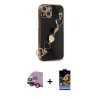 MARSİLYAN™- iPhone 14 Kılıf Nova Işık Prime - Siyah Buffer Hayalet Cam Ekran Koruyucu + Raze Metal Kamera Lens - KI