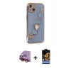 MARSİLYAN™- iPhone 14 Kılıf Nova Işık Prime - Siyah Buffer Hayalet Cam Ekran Koruyucu + Raze Metal Kamera Lens - KI