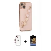 MARSİLYAN™- iPhone 14 Kılıf Nova Işık Prime - Siyah Buffer Hayalet Cam Ekran Koruyucu + Shine Kamera Lens - KI