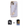 MARSİLYAN™- iPhone 14 Kılıf Nova Işık Prime - Siyah Buffer Hayalet Cam Ekran Koruyucu + Mavi PVD Metal Kamera Lens