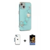 MARSİLYAN™- iPhone 14 Kılıf Nova Işık Prime - Siyah Buffer Hayalet Cam Ekran Koruyucu + Mavi Shine Kamera Lens
