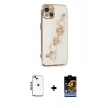 MARSİLYAN™- iPhone 14 Kılıf Nova Işık Prime - Siyah Buffer Hayalet Cam Ekran Koruyucu + Mavi Shine Kamera Lens