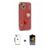MARSİLYAN™- iPhone 14 Kılıf Nova Işık Prime - Siyah Buffer Hayalet Cam Ekran Koruyucu + Mavi Shine Kamera Lens