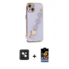 MARSİLYAN™- iPhone 14 Kılıf Nova Işık Prime - Siyah Buffer Hayalet Cam Ekran Koruyucu + PVD Metal Kamera Lens - PE