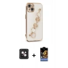 MARSİLYAN™- iPhone 14 Kılıf Nova Işık Prime - Siyah Buffer Hayalet Cam Ekran Koruyucu + PVD Metal Kamera Lens - PE