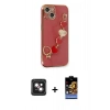 MARSİLYAN™- iPhone 14 Kılıf Nova Işık Prime - Siyah Buffer Hayalet Cam Ekran Koruyucu + PVD Metal Kamera Lens - PE