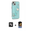 MARSİLYAN™- iPhone 14 Kılıf Nova Işık Prime - Siyah Buffer Hayalet Cam Ekran Koruyucu + PVD Metal Kamera Lens - PE