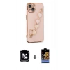 MARSİLYAN™- iPhone 14 Kılıf Nova Işık Prime - Siyah Buffer Hayalet Cam Ekran Koruyucu + PVD Metal Kamera Lens - MI