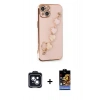 MARSİLYAN™- iPhone 14 Kılıf Nova Işık Prime - Siyah Buffer Hayalet Cam Ekran Koruyucu + PVD Metal Kamera Lens - SH