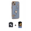 MARSİLYAN™- iPhone 14 Kılıf Nova Işık Prime - Siyah Buffer Hayalet Cam Ekran Koruyucu + PVD Metal Kamera Lens - SH