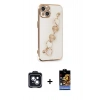 MARSİLYAN™- iPhone 14 Kılıf Nova Işık Prime - Siyah Buffer Hayalet Cam Ekran Koruyucu + PVD Metal Kamera Lens - SH