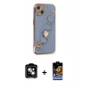 MARSİLYAN™- iPhone 14 Kılıf Nova Işık Prime - Siyah Buffer Hayalet Cam Ekran Koruyucu + PVD Metal Kamera Lens - GS