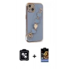 MARSİLYAN™- iPhone 14 Kılıf Nova Işık Prime - Siyah Buffer Hayalet Cam Ekran Koruyucu + PVD Metal Kamera Lens - MI