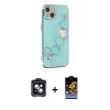 MARSİLYAN™- iPhone 14 Kılıf Nova Işık Prime - Siyah Buffer Hayalet Cam Ekran Koruyucu + PVD Metal Kamera Lens - SH