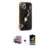 MARSİLYAN™- iPhone 14 Kılıf Nova Işık Prime - Siyah Buffer Hayalet Cam Ekran Koruyucu + Raze Metal Kamera Lens - SH
