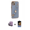 MARSİLYAN™- iPhone 14 Kılıf Nova Işık Prime - Siyah Buffer Hayalet Cam Ekran Koruyucu + Raze Metal Kamera Lens - SH