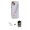 MARSİLYAN™- iPhone 14 Kılıf Nova Işık Prime - Siyah Buffer Hayalet Cam Ekran Koruyucu + Sierra Blue Diamond Kamera Lens