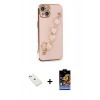 MARSİLYAN™- iPhone 14 Kılıf Nova Işık Prime - Siyah Buffer Hayalet Cam Ekran Koruyucu + Sierra Blue Diamond Kamera Lens