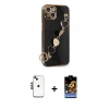 MARSİLYAN™- iPhone 14 Kılıf Nova Işık Prime - Siyah Buffer Hayalet Cam Ekran Koruyucu + Shine Kamera Lens - SH