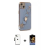 MARSİLYAN™- iPhone 14 Kılıf Nova Işık Prime - Siyah Buffer Hayalet Cam Ekran Koruyucu + Shine Kamera Lens - SH