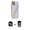 MARSİLYAN™- iPhone 14 Kılıf Nova Işık Prime - Siyah Buffer Hayalet Cam Ekran Koruyucu + Turuncu PVD Metal Kamera Lens