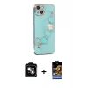 MARSİLYAN™- iPhone 14 Kılıf Nova Işık Prime - Siyah Buffer Hayalet Cam Ekran Koruyucu + Turuncu PVD Metal Kamera Lens