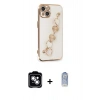 MARSİLYAN™- iPhone 14 Kılıf Nova Işık Prime - Siyah Joko Magic 5D Cam + Gümüş PVD Metal Kamera Lens