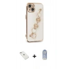 MARSİLYAN™- iPhone 14 Kılıf Nova Işık Prime - Siyah Joko Magic 5D Cam + Pembe Diamond Kamera Lens
