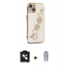 MARSİLYAN™- iPhone 14 Kılıf Nova Işık Prime - Siyah Joko Magic 5D Cam + Yeşil PVD Metal Kamera Lens