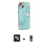 MARSİLYAN™- iPhone 14 Kılıf Nova Işık Prime - Siyah Joko Magic 5D Hayalet Cam + Pembe PVD Metal Kamera Lens