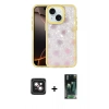 MARSİLYAN™- iPhone 14 Kılıf Odak Prime - Şeffaf 360 Full Body Arka Koruyucu + PVD Metal Kamera Lens - PE
