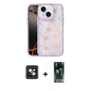 MARSİLYAN™- iPhone 14 Kılıf Odak Prime - Şeffaf 360 Full Body Arka Koruyucu + PVD Metal Kamera Lens - PE
