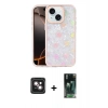 MARSİLYAN™- iPhone 14 Kılıf Odak Prime - Şeffaf 360 Full Body Arka Koruyucu + PVD Metal Kamera Lens - PE