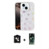 MARSİLYAN™- iPhone 14 Kılıf Odak Prime - Şeffaf 360 Full Body Arka Koruyucu + PVD Metal Kamera Lens - TU