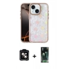 MARSİLYAN™- iPhone 14 Kılıf Odak Prime - Şeffaf 360 Full Body Arka Koruyucu + PVD Metal Kamera Lens - TU