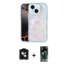 MARSİLYAN™- iPhone 14 Kılıf Odak Prime - Şeffaf 360 Full Body Arka Koruyucu + PVD Metal Kamera Lens - TU