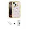MARSİLYAN™- iPhone 14 Kılıf Odak Prime - Şeffaf Pasifik Cam Ekran Koruyucu + Diamond Kamera Lens - KI