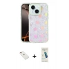 MARSİLYAN™- iPhone 14 Kılıf Odak Prime - Şeffaf Pasifik Cam Ekran Koruyucu + Diamond Kamera Lens - KI