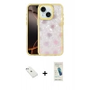 MARSİLYAN™- iPhone 14 Kılıf Odak Prime - Şeffaf Pasifik Cam Ekran Koruyucu + Diamond Kamera Lens - SABE
