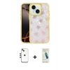 MARSİLYAN™- iPhone 14 Kılıf Odak Prime - Şeffaf Pasifik Cam Ekran Koruyucu + Shine Kamera Lens - GD