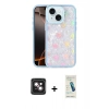 MARSİLYAN™- iPhone 14 Kılıf Odak Prime - Şeffaf Pasifik Cam Ekran Koruyucu + PVD Metal Kamera Lens - PE