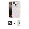 MARSİLYAN™- iPhone 14 Kılıf Odak Prime - Şeffaf Pasifik Cam Ekran Koruyucu + PVD Metal Kamera Lens - PE