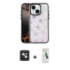 MARSİLYAN™- iPhone 14 Kılıf Odak Prime - Şeffaf Pasifik Cam Ekran Koruyucu + PVD Metal Kamera Lens - PE