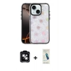 MARSİLYAN™- iPhone 14 Kılıf Odak Prime - Şeffaf Pasifik Cam Ekran Koruyucu + PVD Metal Kamera Lens - GS