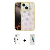 MARSİLYAN™- iPhone 14 Kılıf Odak Prime - Şeffaf Pasifik Cam Ekran Koruyucu + Shine Kamera Lens - KI