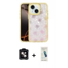 MARSİLYAN™- iPhone 14 Kılıf Odak Prime - Şeffaf Pasifik Cam Ekran Koruyucu + PVD Metal Kamera Lens - TU